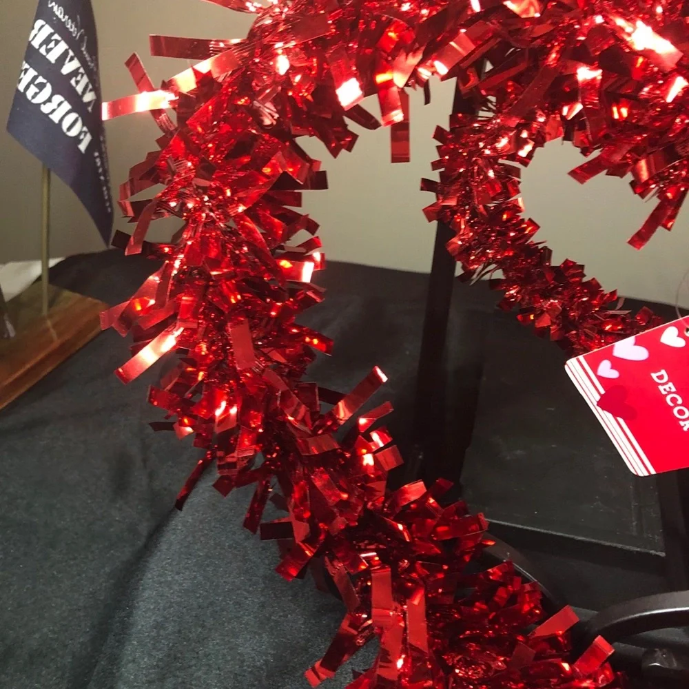 Double Red Heart Tinsel Wreath